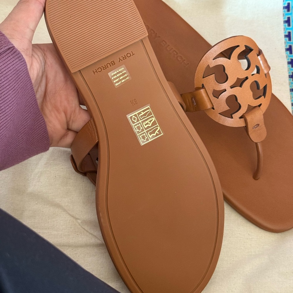New tory burch miller calf leather sandals in Millie/ bourbon color - Picture 4 of 9